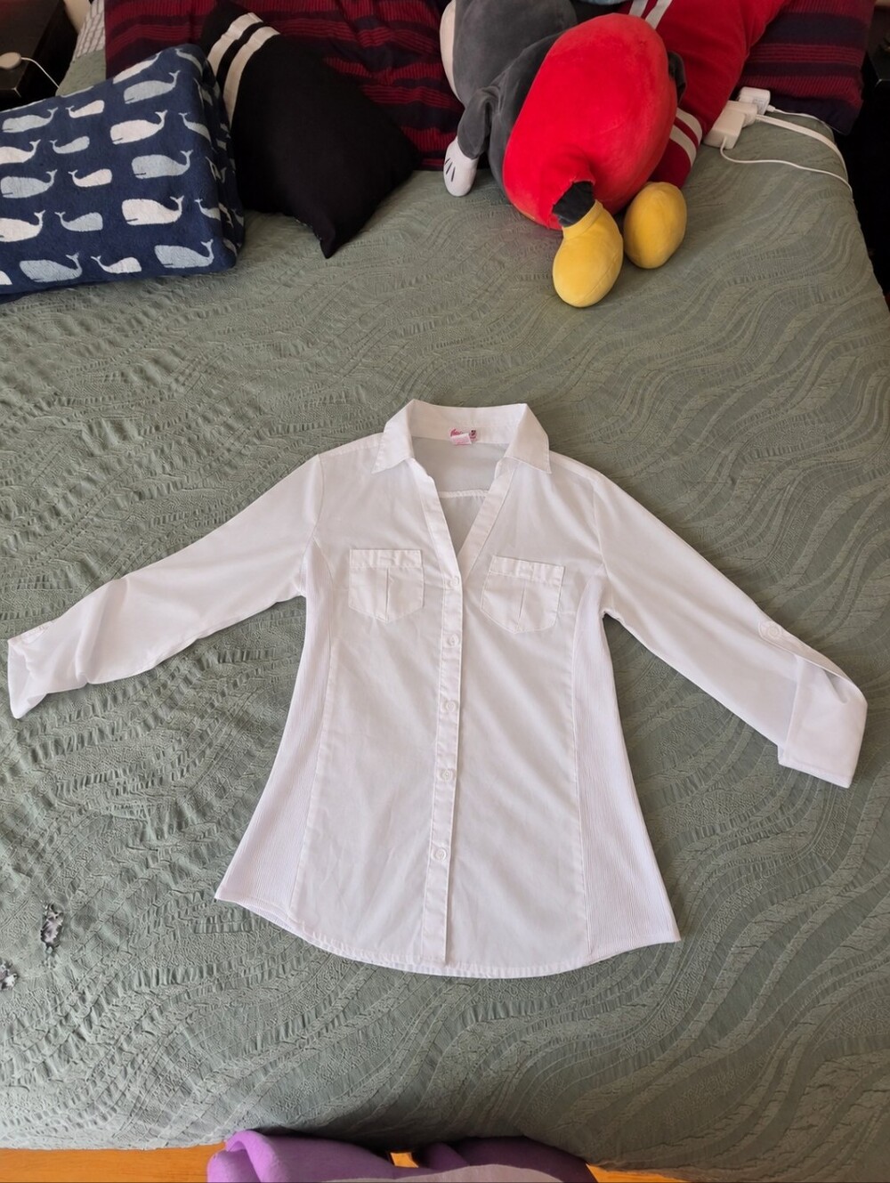 Women White Button-Up Shirt Top